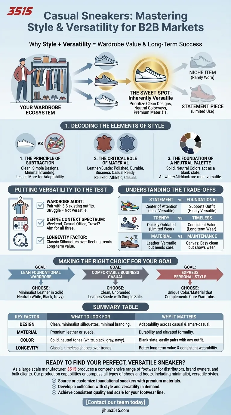 Comment le style et la polyvalence entrent-ils en jeu dans le choix de baskets décontractées ? Construire les bases d'une garde-robe intemporelle Guide Visuel