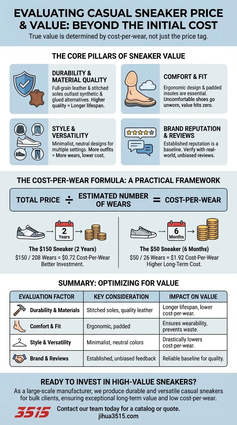 Comment évaluer le prix et le rapport qualité-prix des baskets décontractées ? Maximisez votre investissement avec le coût par port Guide Visuel