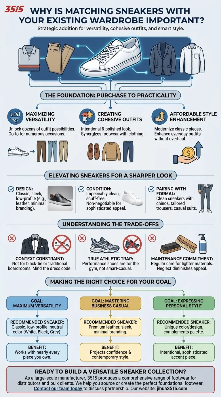 Pourquoi est-il important d'assortir ses baskets à sa garde-robe ? Débloquez des dizaines de tenues avec une seule paire Guide Visuel
