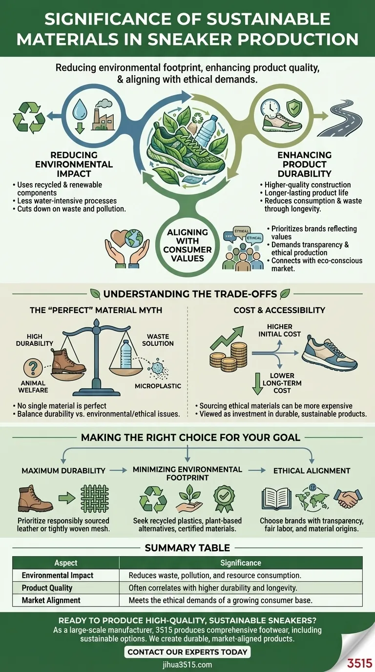 Quelle est l'importance des matériaux durables dans la production de baskets ? Améliore la durabilité et la valeur de la marque Guide Visuel