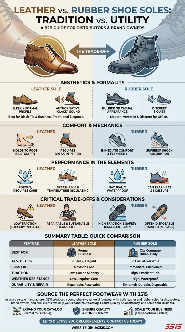 Quelles sont les principales différences entre les semelles de chaussures en cuir et en caoutchouc ? Choisissez la bonne semelle pour vos besoins Guide Visuel