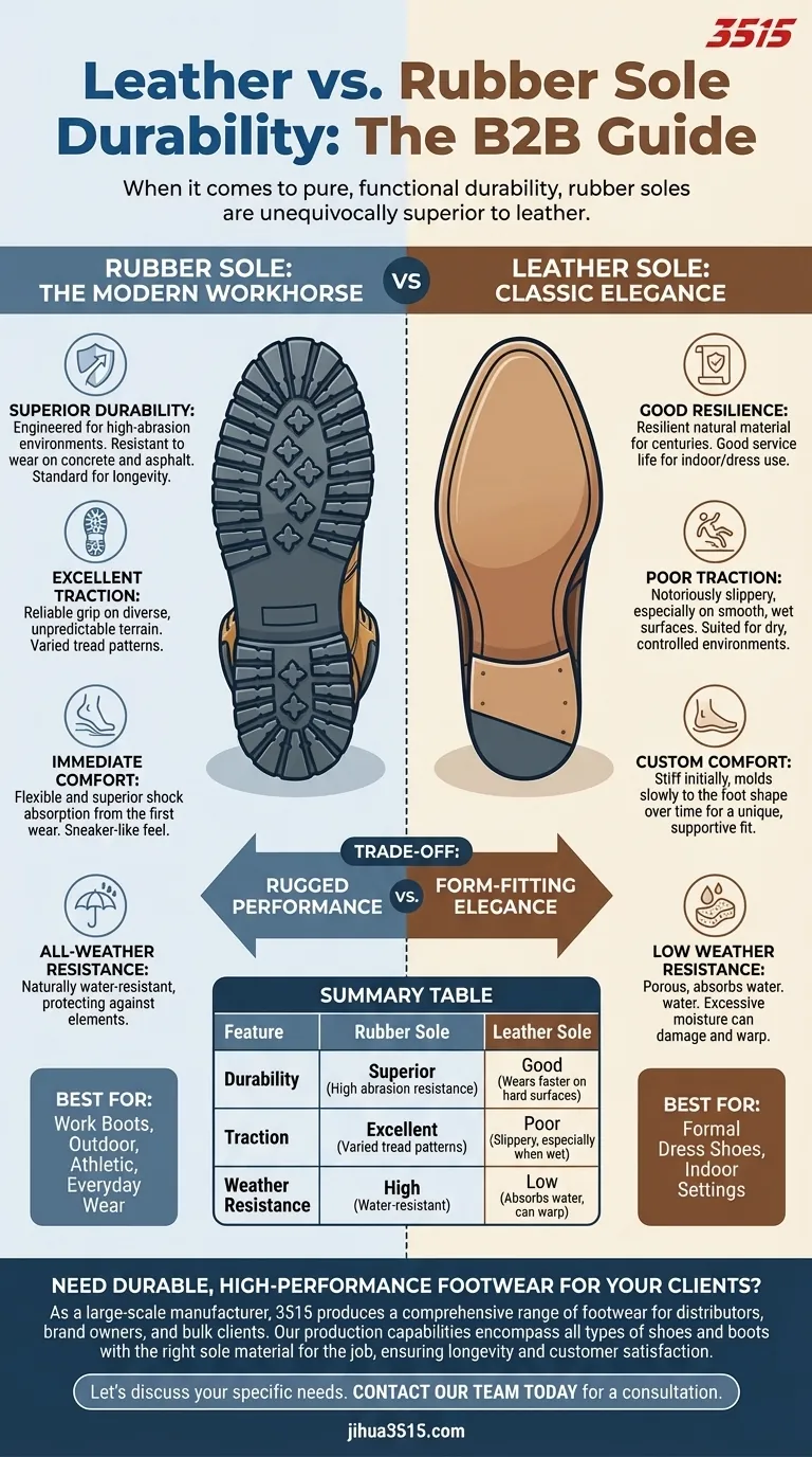 Quel type de semelle de chaussure est le plus durable, le cuir ou le caoutchouc ? Découvrez le meilleur matériau pour vos besoins Guide Visuel