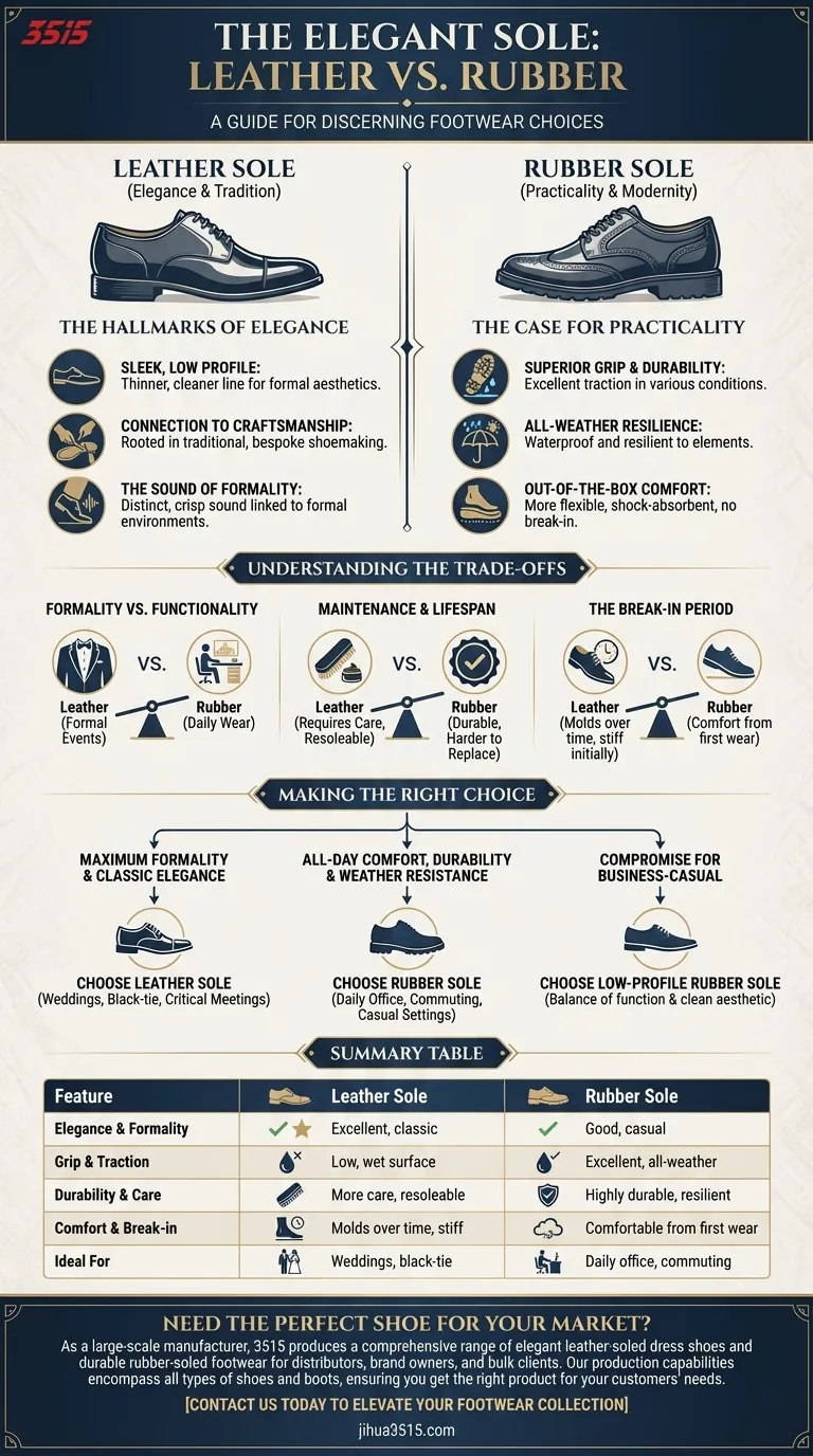 Quel type de semelle de chaussure est considéré comme plus élégant ? Découvrez les caractéristiques des chaussures habillées Guide Visuel