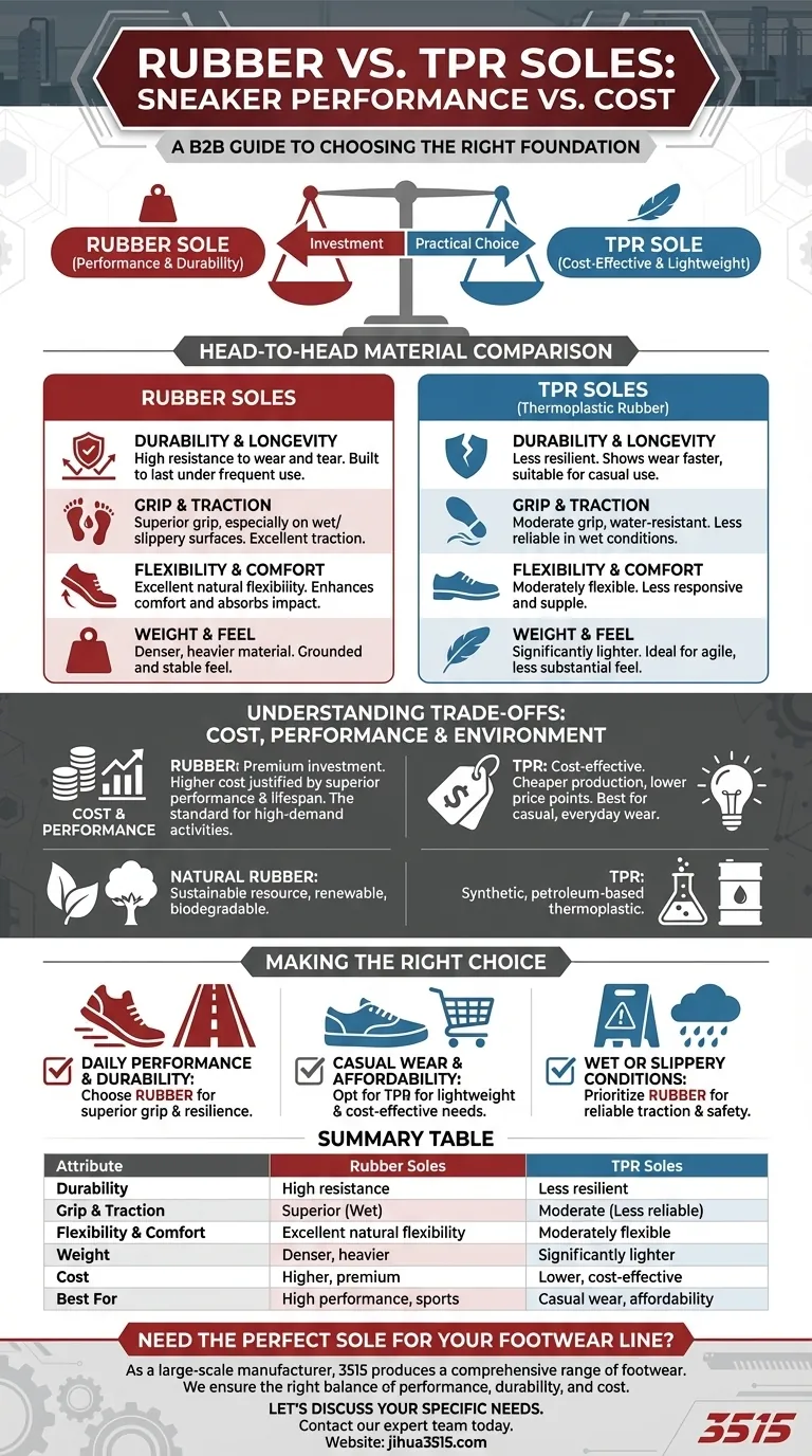 Quelles sont les principales différences entre les semelles en caoutchouc et en TPR pour les baskets ? Choisissez la bonne base pour vos chaussures. Guide Visuel