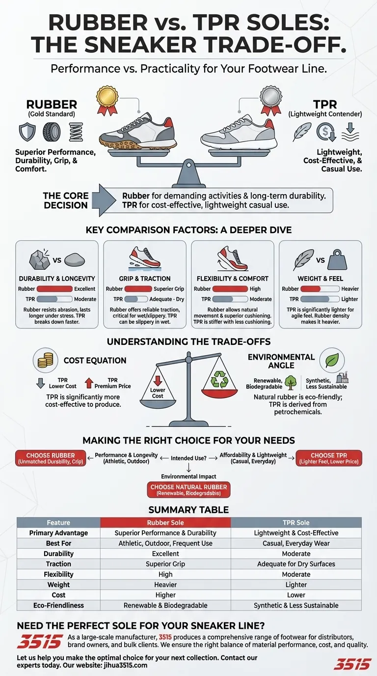Что следует учитывать при выборе между подошвами из резины и ТПР для кроссовок? Руководство по производительности и стоимости Визуальное руководство