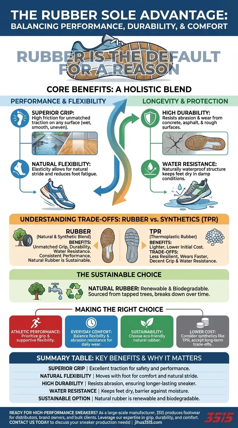 운동화에 고무 밑창을 사용하는 것의 이점은 무엇인가요? 뛰어난 접지력, 내구성 및 편안함 시각적 가이드