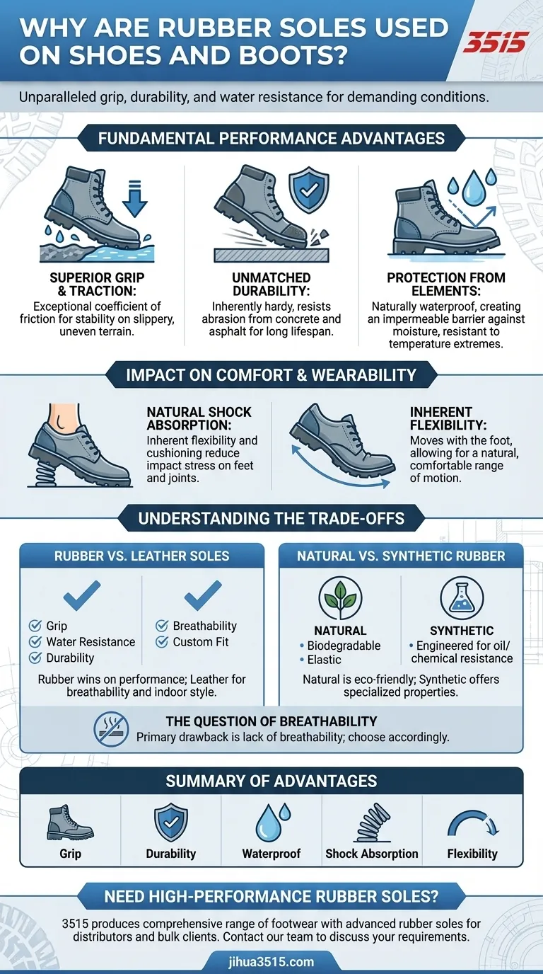 Pourquoi utilise-t-on des semelles en caoutchouc pour les chaussures et les bottes ? Pour une adhérence, une durabilité et un confort supérieurs Guide Visuel