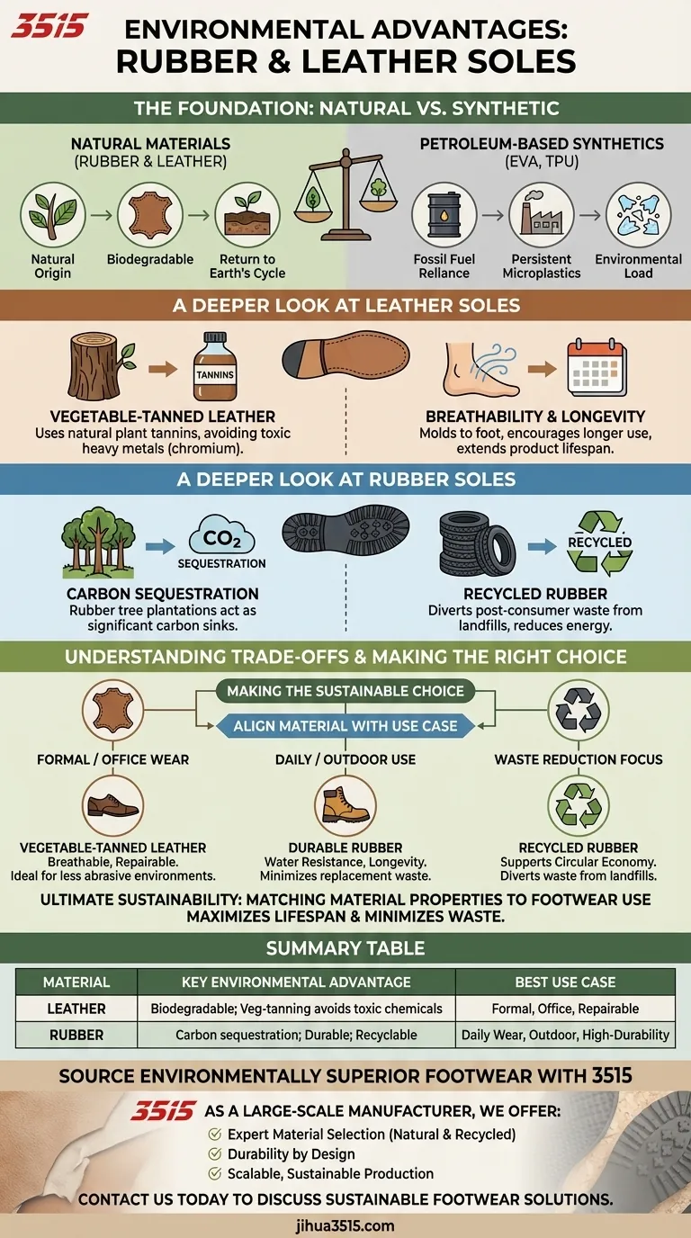 Quels sont les avantages environnementaux de l'utilisation du caoutchouc et du cuir pour les semelles ? Choisissez des chaussures durables Guide Visuel