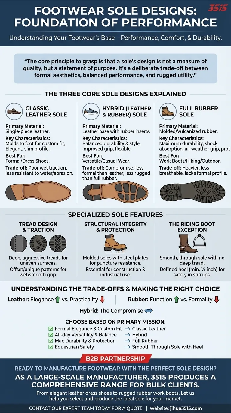 Quels sont les différents types de semelles pour chaussures et bottes ? Choisissez la bonne base pour la performance Guide Visuel