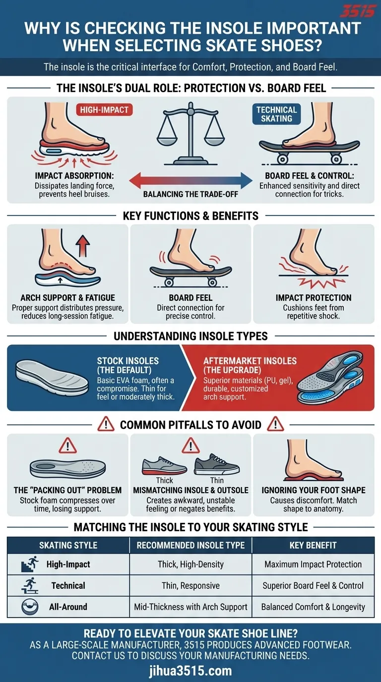 Pourquoi est-il important de vérifier la semelle intérieure lors de la sélection de chaussures de skate ? Trouvez le parfait équilibre entre protection et sensation de la planche Guide Visuel