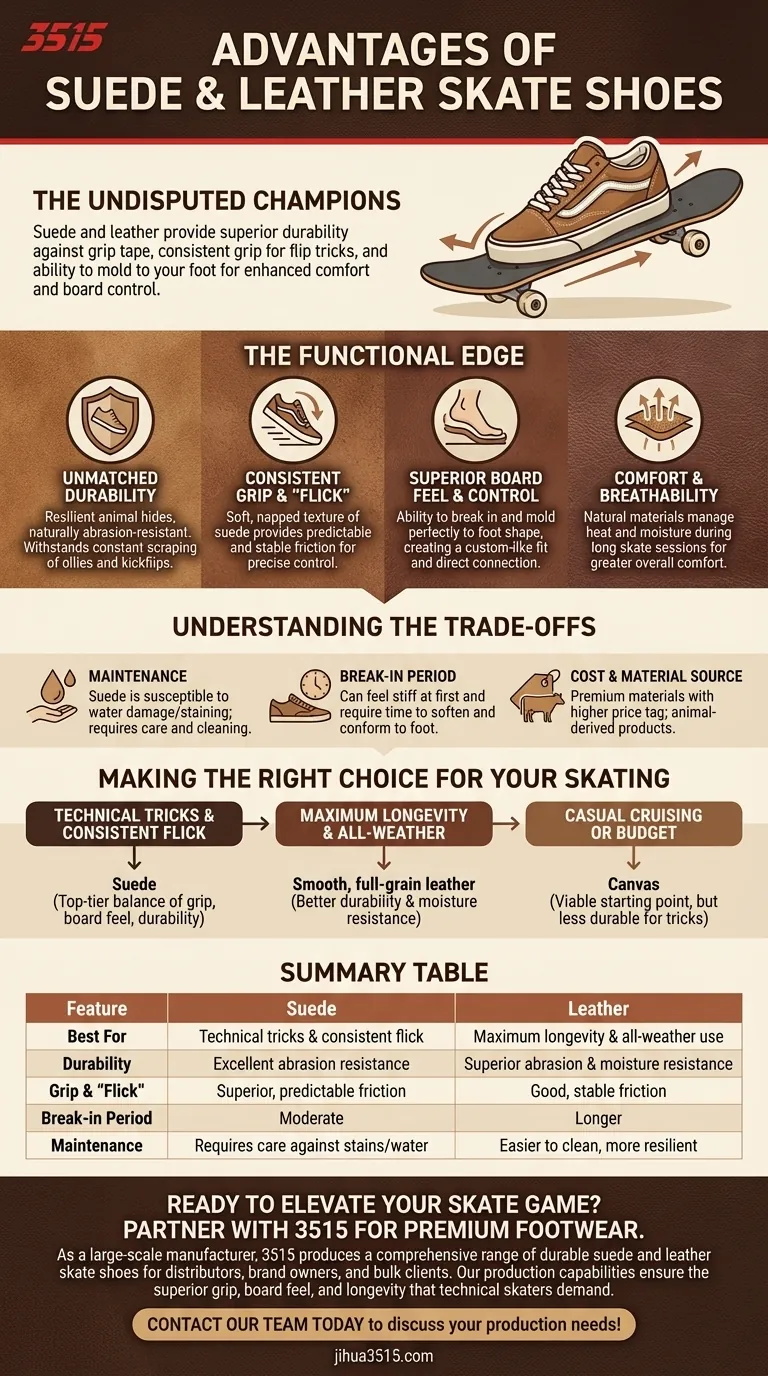 Quels sont les avantages des chaussures de skate en daim/cuir ? Libérez une adhérence et une durabilité supérieures Guide Visuel