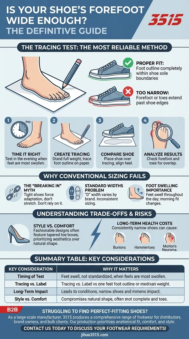 신발 앞부분이 충분히 넓은지 어떻게 알 수 있나요? 완벽한 핏을 위한 트레이싱 테스트 활용하기 시각적 가이드