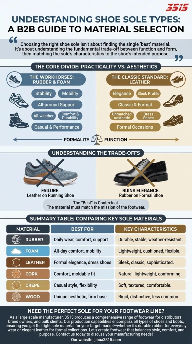 Quali sono i principali tipi di suole per scarpe? Una guida alla scelta del materiale giusto Guida Visiva