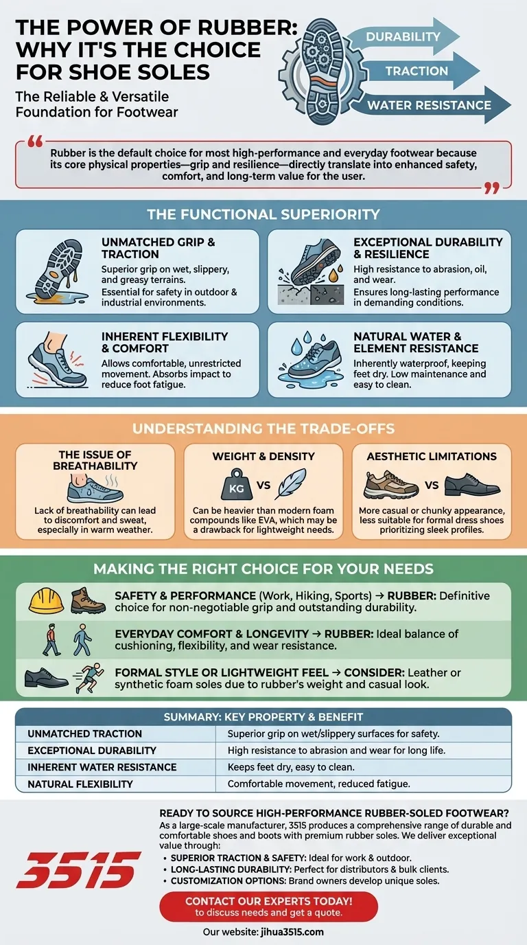 لماذا يعتبر المطاط مادة شائعة لنعل الأحذية؟ قبضة لا تقبل المنافسة، متانة، وقيمة دليل مرئي
