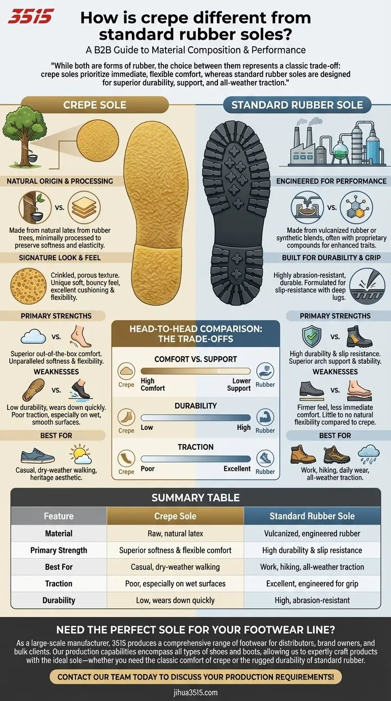 Quelle est la différence entre une semelle crêpe et une semelle en caoutchouc standard ? Choisissez la bonne semelle pour vos chaussures Guide Visuel