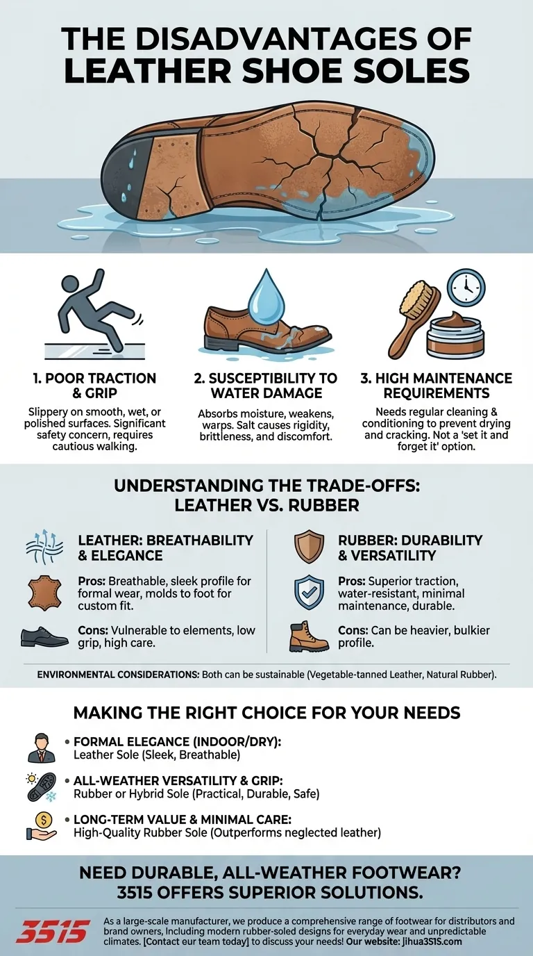Каковы недостатки кожаной подошвы обуви? Ключевые ограничения в сцеплении и долговечности Визуальное руководство