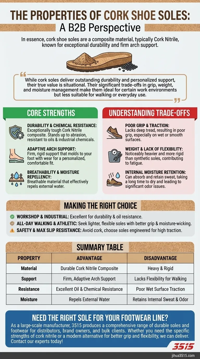 Quelles sont les propriétés des semelles de chaussures en liège ? Un guide sur la durabilité et le soutien de la voûte plantaire Guide Visuel