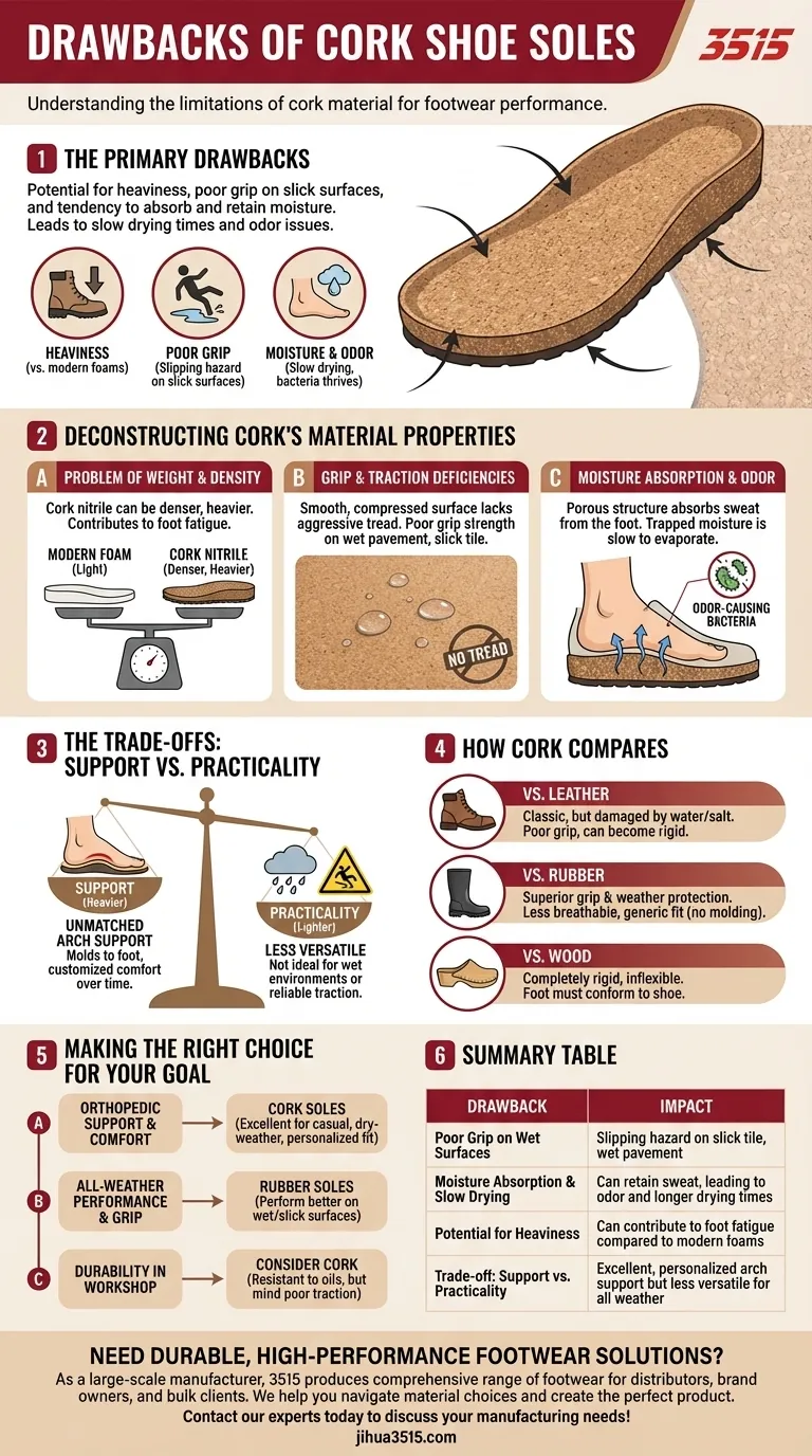 Quels sont les inconvénients des semelles de chaussures en liège ? Équilibrer confort et praticité Guide Visuel