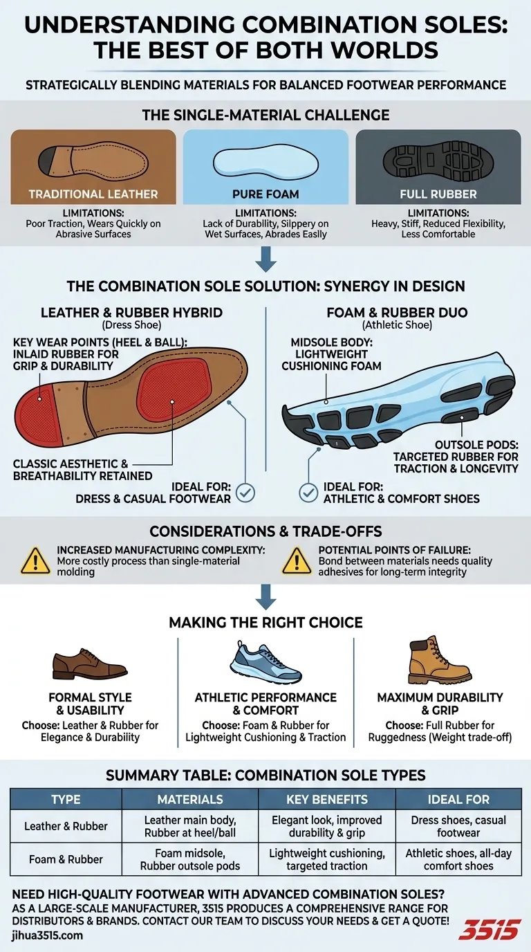Qu'est-ce qu'une semelle combinée et pourquoi est-elle utilisée ? Le meilleur des deux mondes en matière de chaussures Guide Visuel