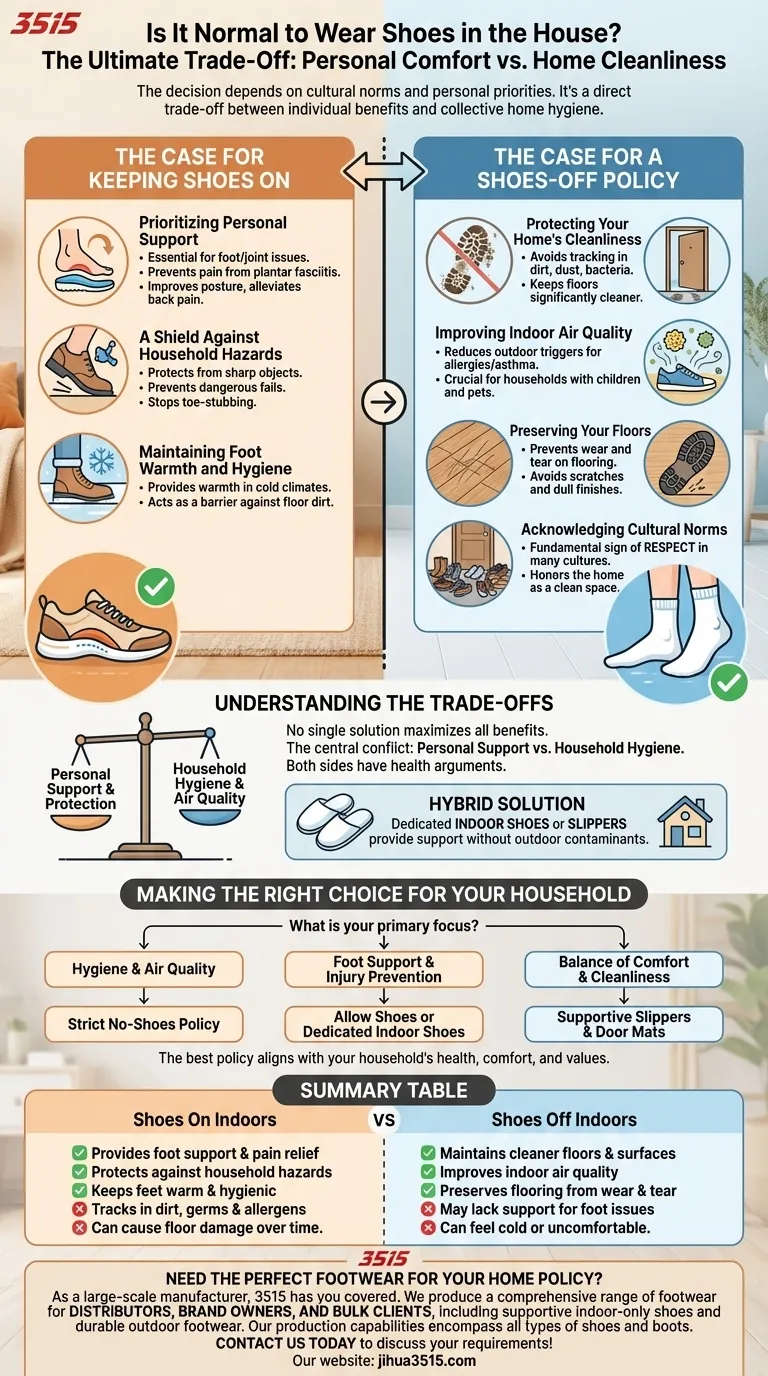 È normale indossare le scarpe in casa? Una guida all'igiene, al comfort e alla cultura Guida Visiva