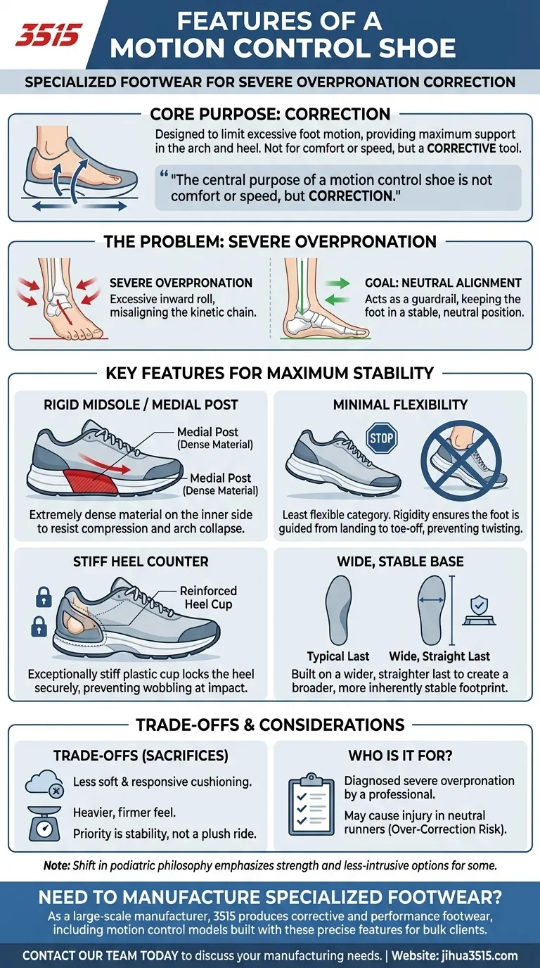Quelles sont les caractéristiques d'une chaussure de contrôle ? Soutien clé pour la surpronation sévère Guide Visuel