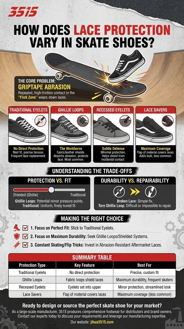 Wie variiert der Schnürsenkelschutz bei Skateschuhen? Von Ghillie-Schlaufen bis zu vollen Schilden Visuelle Anleitung