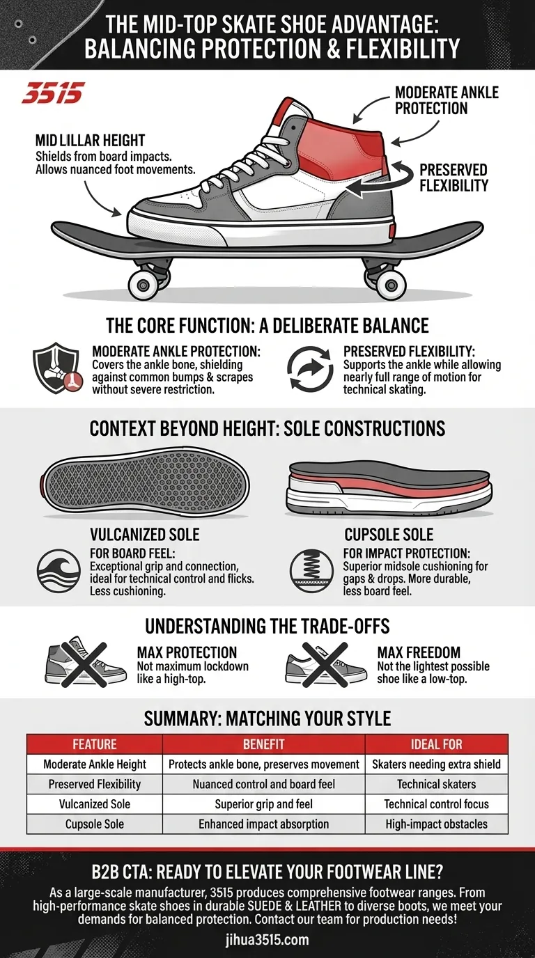 Quels sont les avantages des chaussures de skate mi-hautes ? Équilibre Protection de la cheville et Flexibilité Guide Visuel