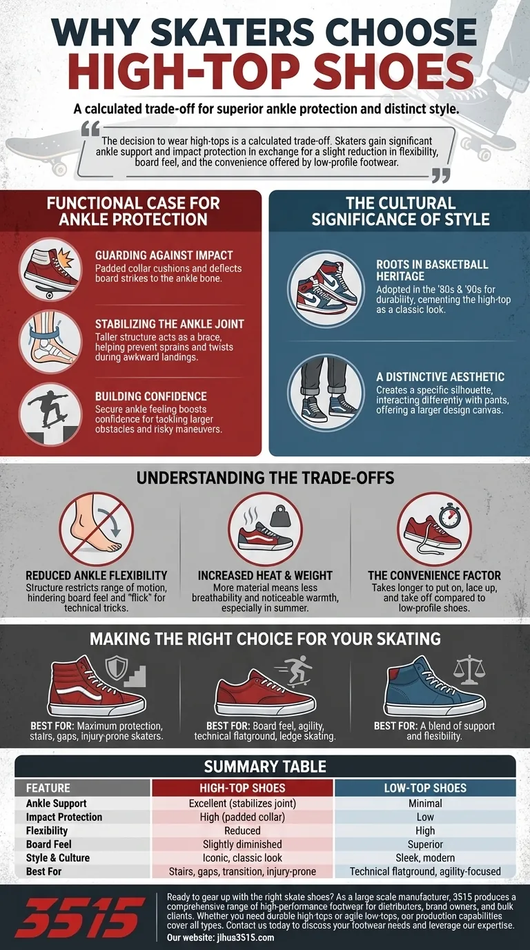 Pourquoi les skateurs pourraient-ils choisir des chaussures montantes ? Protection supérieure de la cheville et style emblématique Guide Visuel