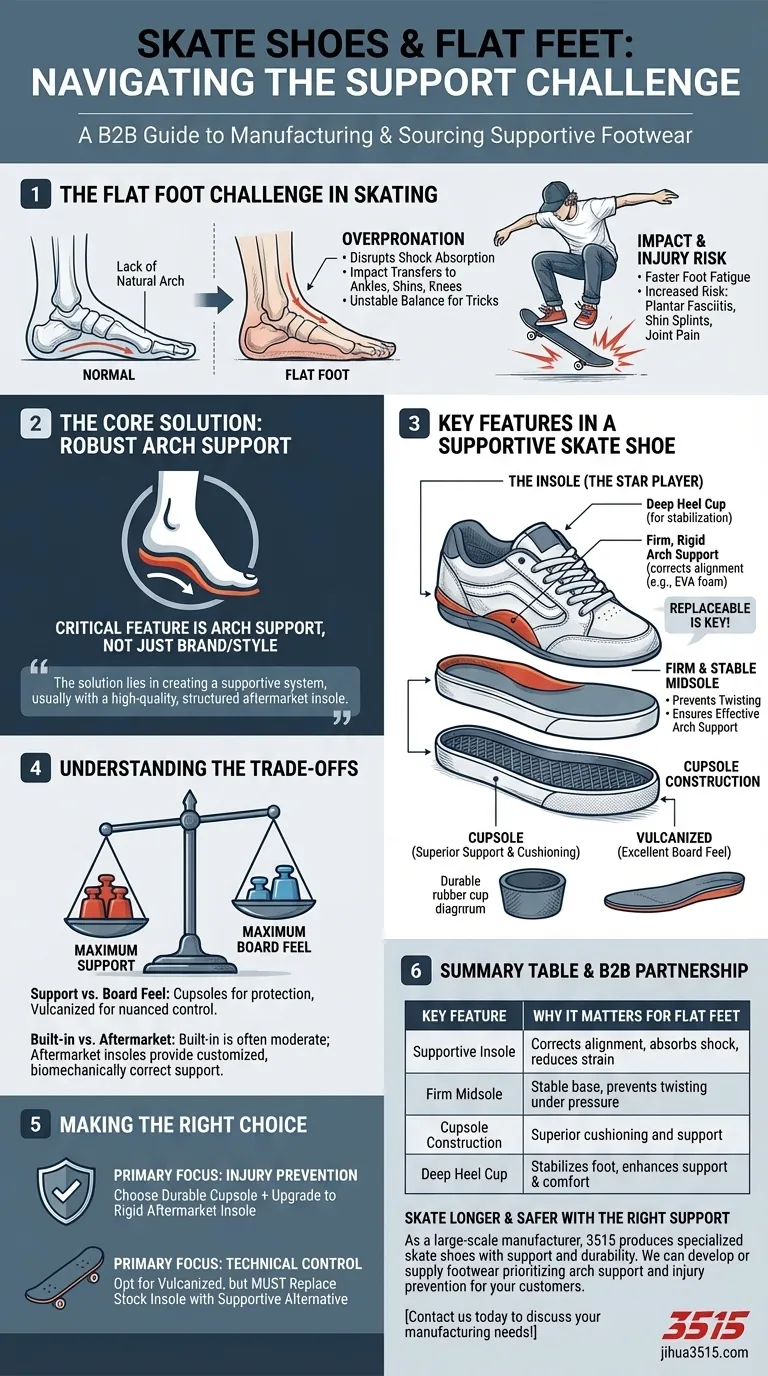 Que doivent rechercher les skateurs ayant les pieds plats dans leurs chaussures ? Un soutien essentiel pour un patinage sans douleur Guide Visuel