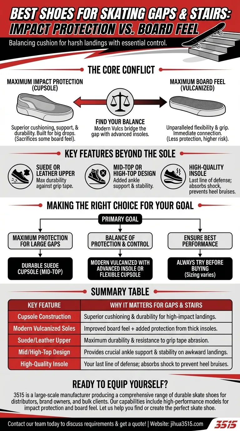 Quelles chaussures sont les meilleures pour skater les gaps et les escaliers ? Maximiser la protection et le contrôle pour les réceptions difficiles Guide Visuel