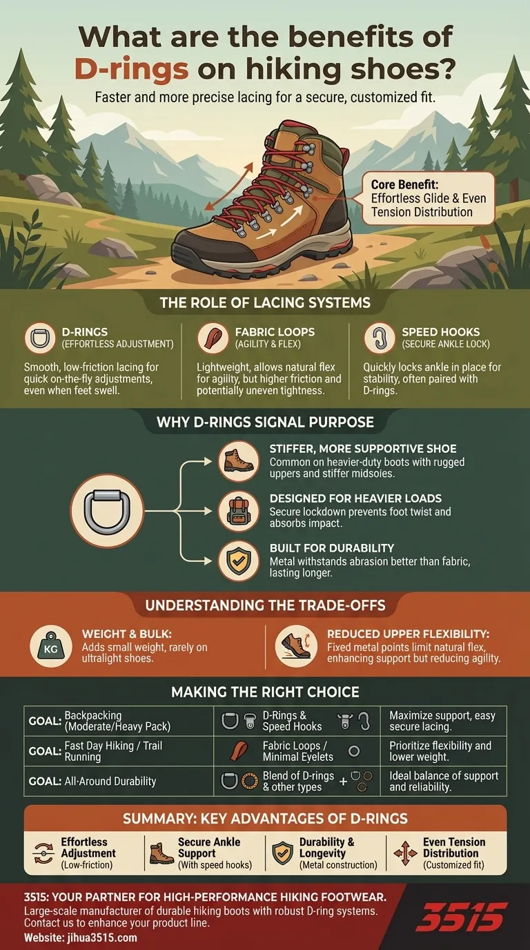 ما هي فوائد حلقات D في أحذية المشي لمسافات طويلة؟ افتح ملاءمة ودعمًا فائقين دليل مرئي