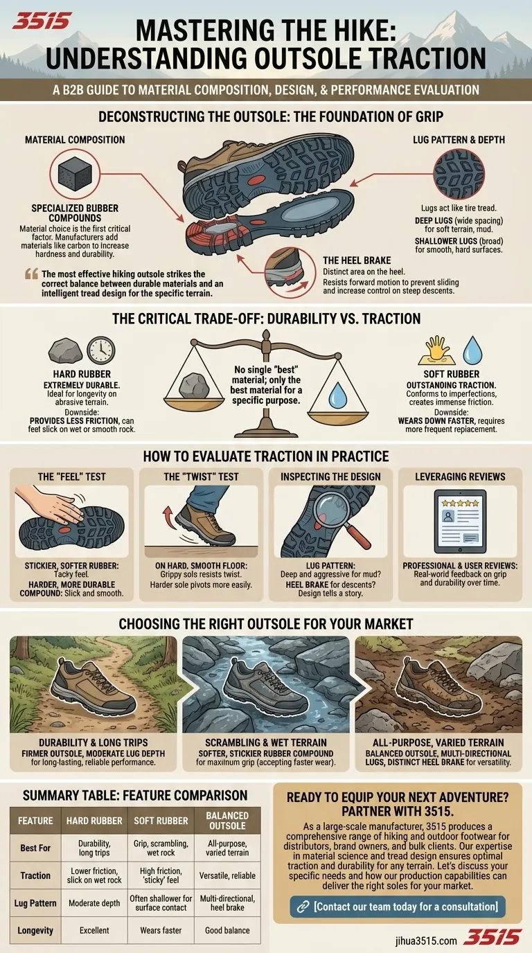 Quelle est la semelle extérieure d'une chaussure de randonnée et comment sa traction peut-elle être jugée ? Choisissez la bonne adhérence pour votre sentier Guide Visuel