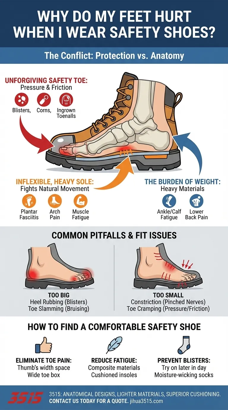 Perché i miei piedi fanno male quando indosso scarpe antinfortunistiche? Risolvi dolore alle dita, vesciche e affaticamento Guida Visiva