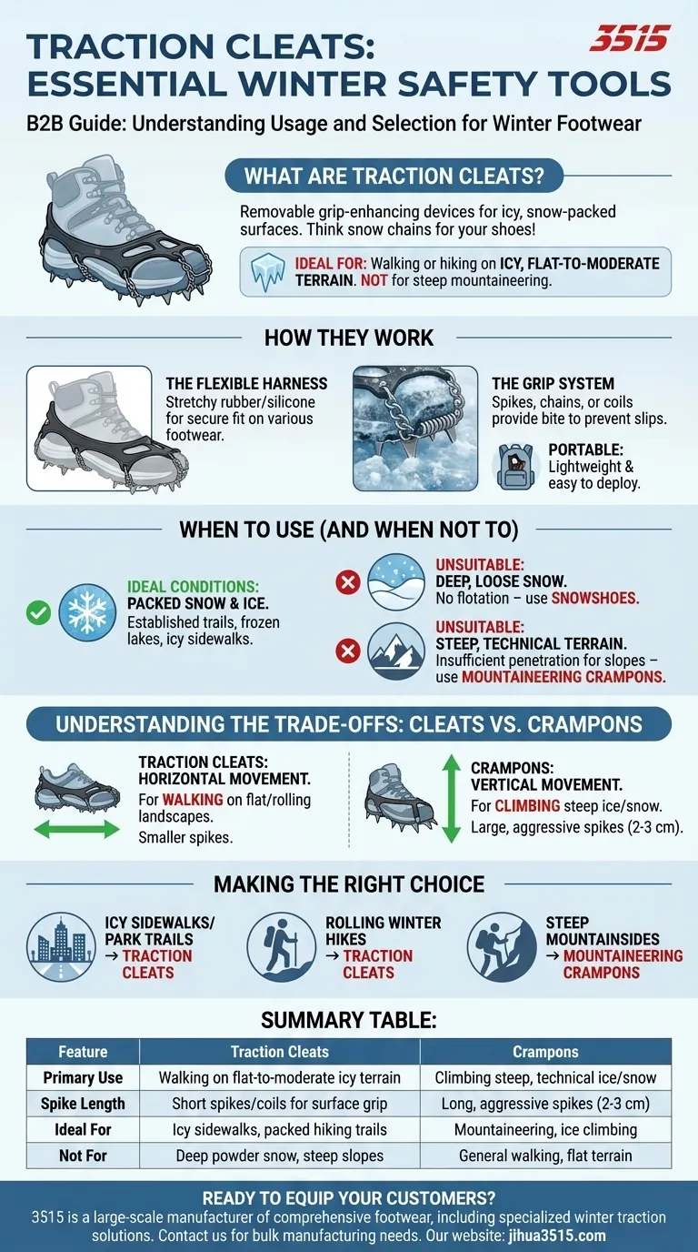Que sont les crampons de traction et quand sont-ils utilisés ? Maîtrisez la sécurité de la marche hivernale Guide Visuel
