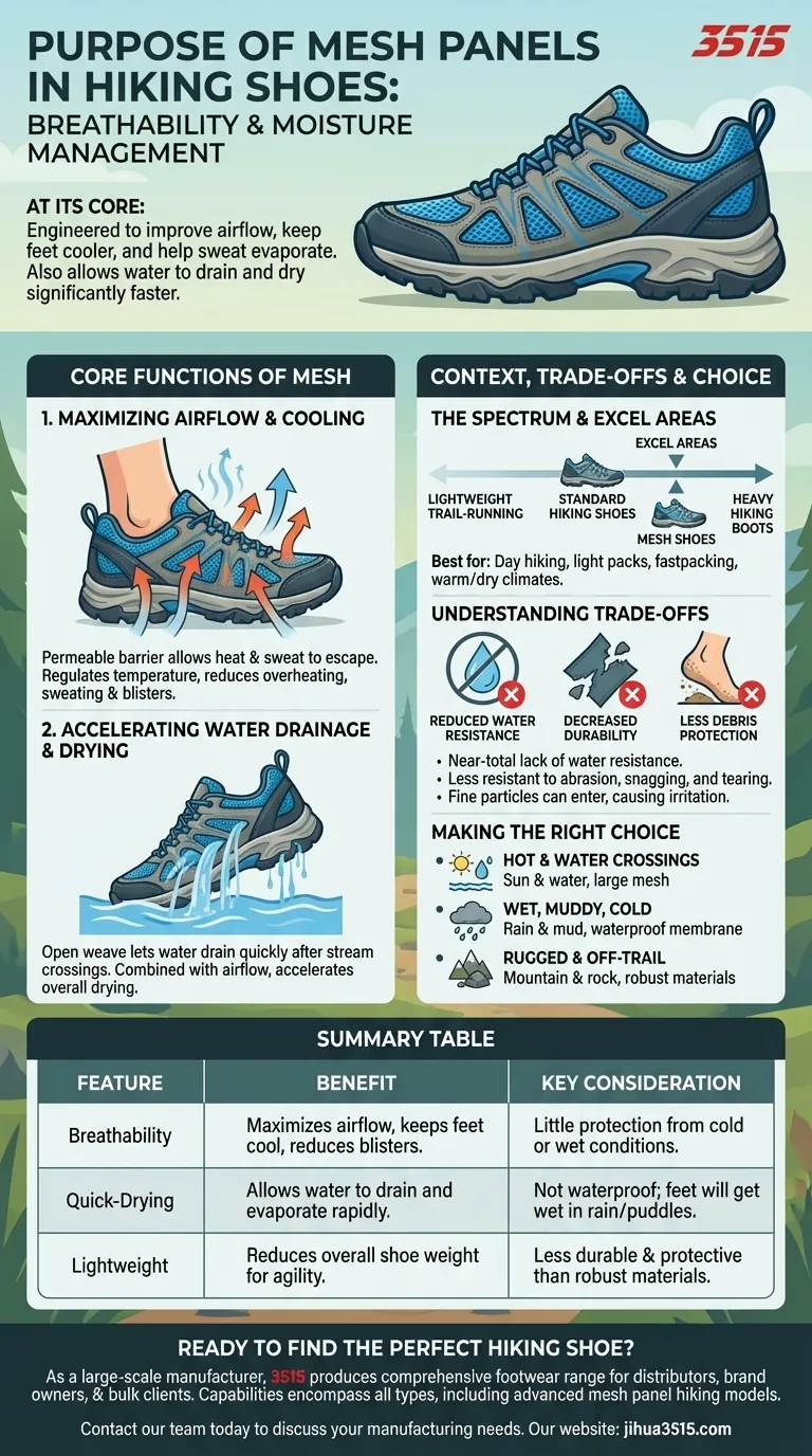 Qual è lo scopo dei pannelli in mesh nelle scarpe da trekking? Migliorare la traspirabilità e le prestazioni di asciugatura rapida Guida Visiva