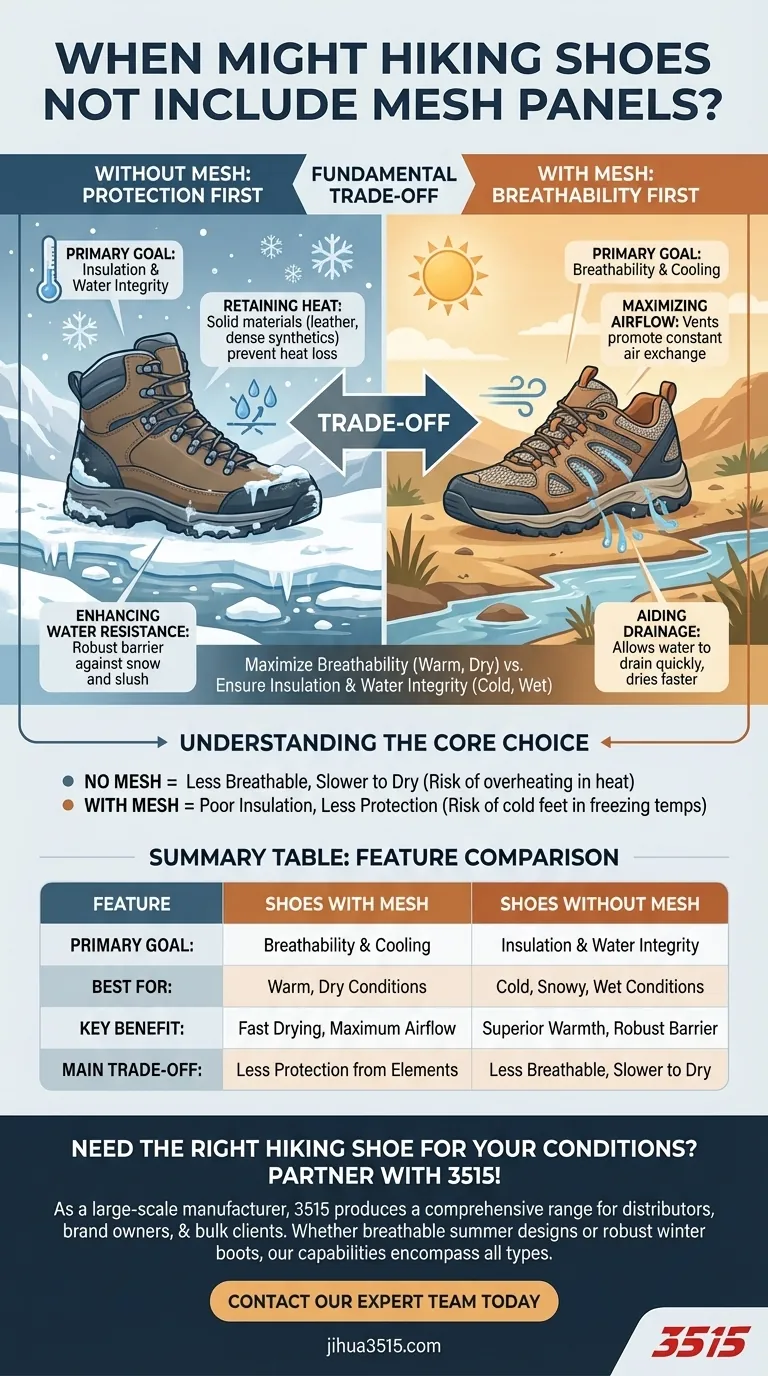 Wann könnten Wanderschuhe keine Mesh-Einsätze enthalten? Für überlegenen Schutz bei Kälte und Nässe Visuelle Anleitung