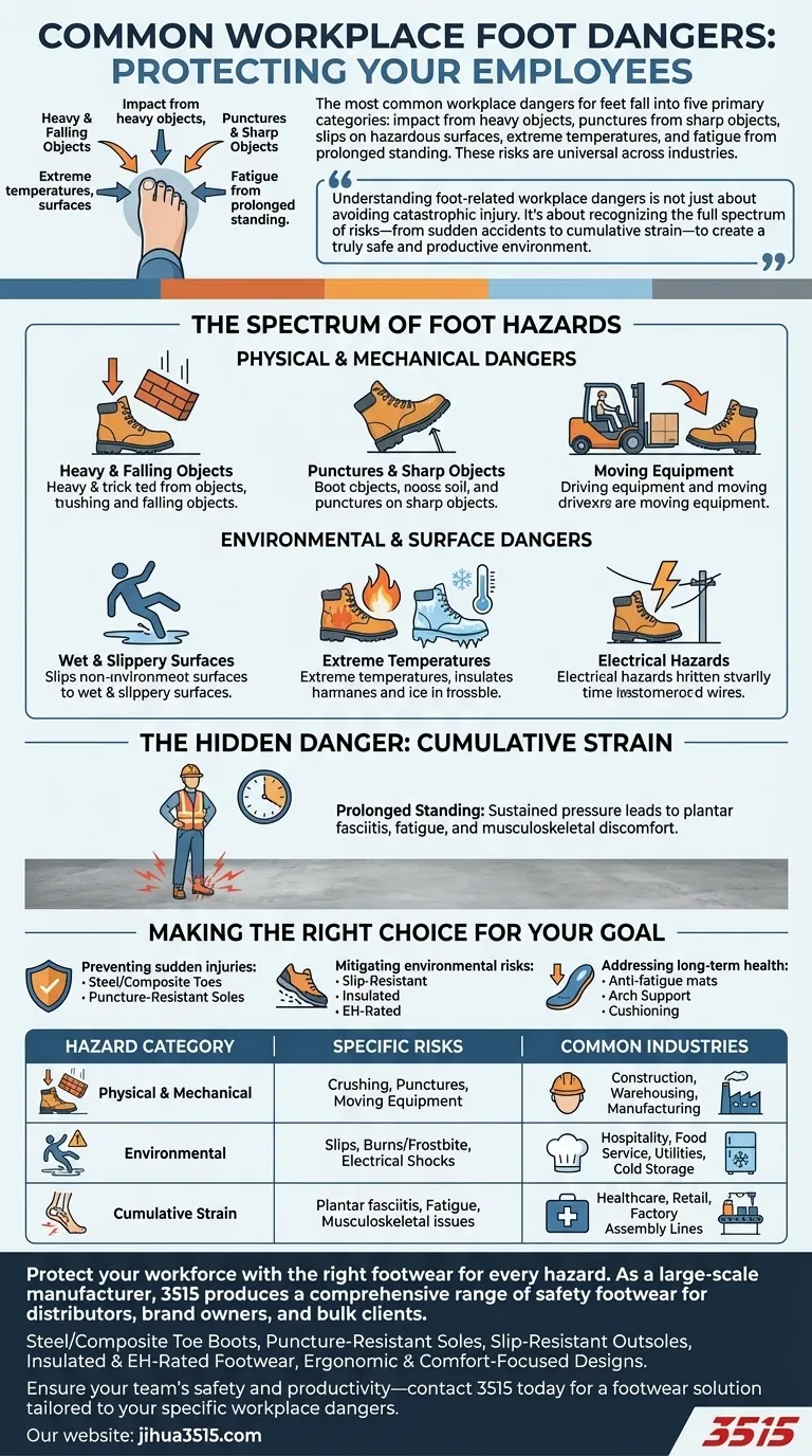 Каковы распространенные опасности на рабочем месте, которые могут повлиять на ноги сотрудников? Защитите свою команду от основных опасностей Визуальное руководство