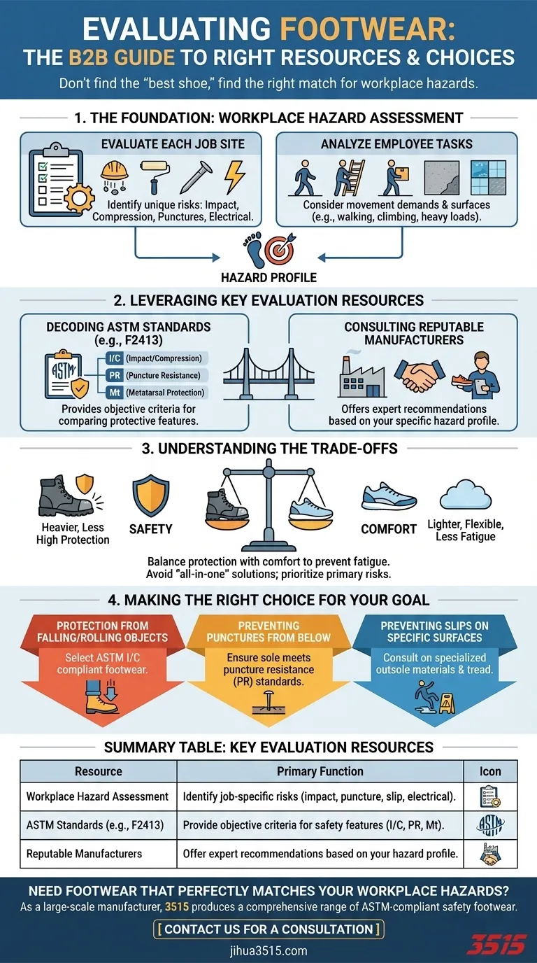 Quelles ressources peuvent aider à évaluer les chaussures ? Un guide pour choisir les bonnes chaussures de sécurité Guide Visuel