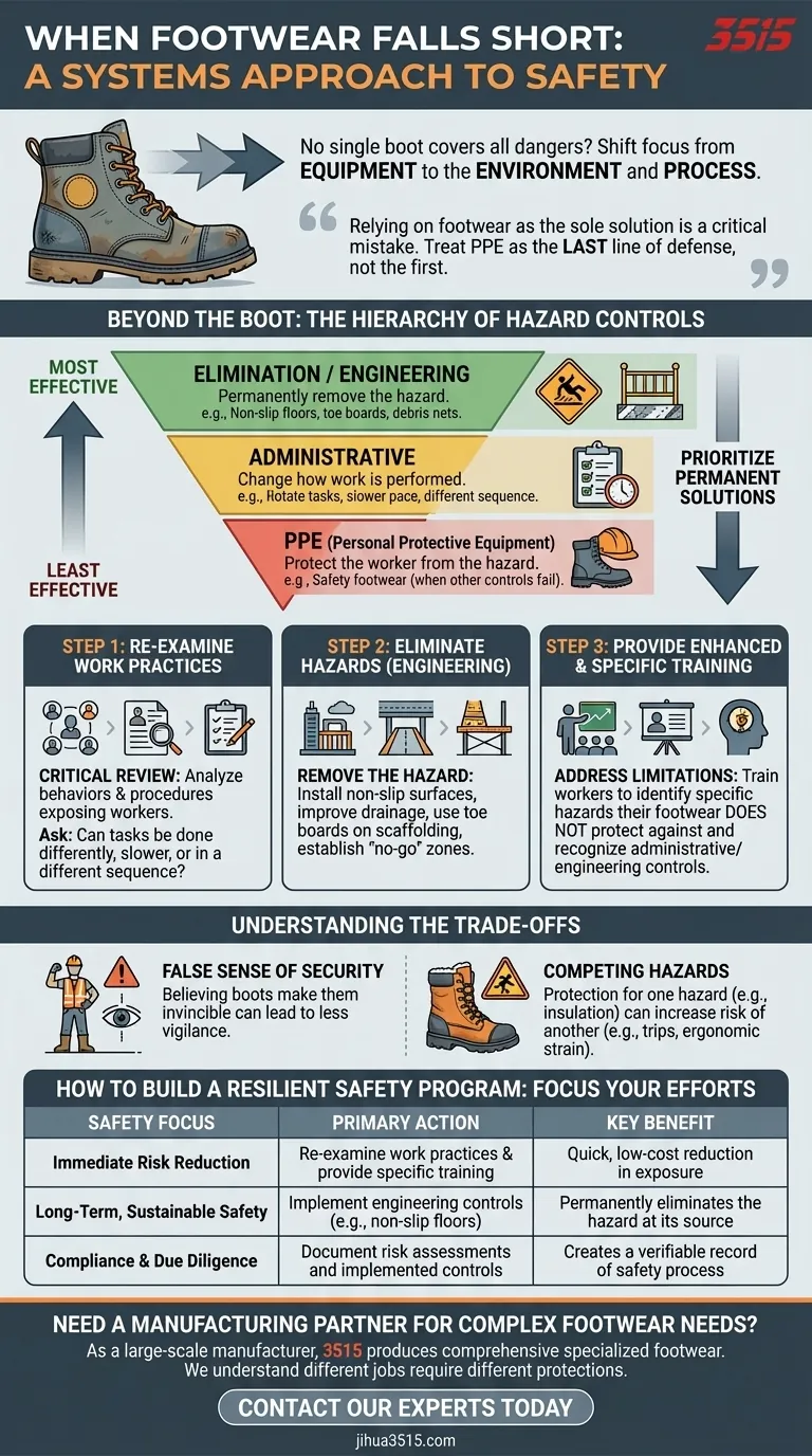 如果无法提供适合应对所有危险的鞋类，可以采取哪些措施？打造超越鞋靴的安全工作场所 图解指南