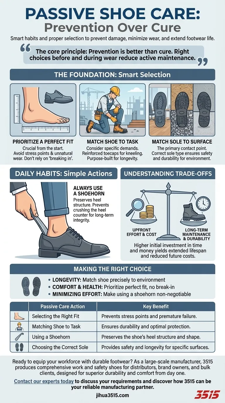 Que comprend l'entretien passif des chaussures ? Prolongez la durée de vie de vos chaussures grâce à une prévention intelligente Guide Visuel