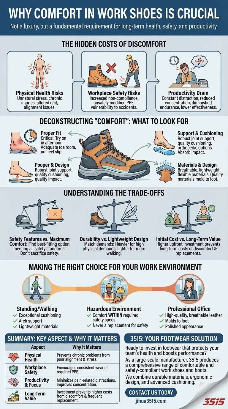 Pourquoi le confort est-il important dans les chaussures de travail ? Améliorer la santé, la sécurité et la productivité Guide Visuel
