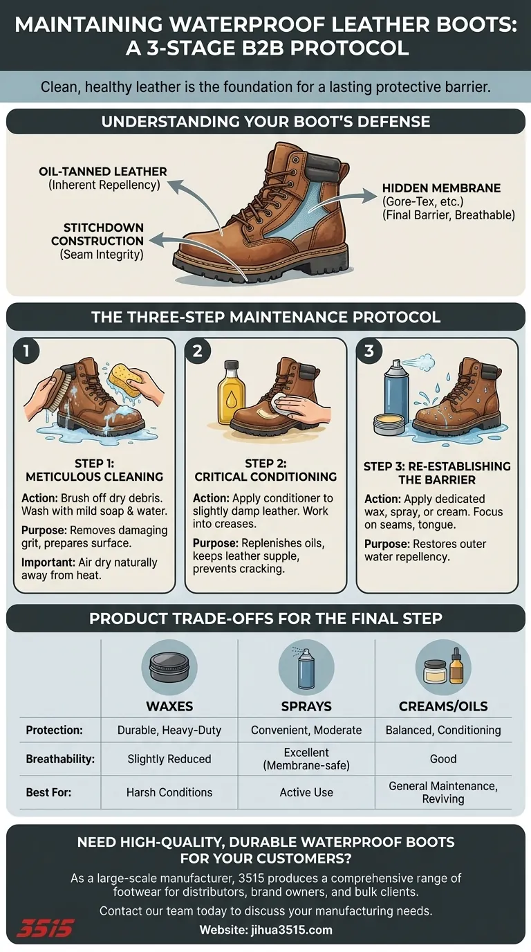 Quelles sont les principales étapes pour entretenir des bottes en cuir imperméables ? Un guide en 3 étapes pour une protection durable Guide Visuel