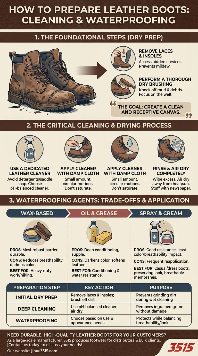 Comment préparer les bottes en cuir pour le nettoyage et l'imperméabilisation ? Un guide étape par étape pour une protection durable Guide Visuel