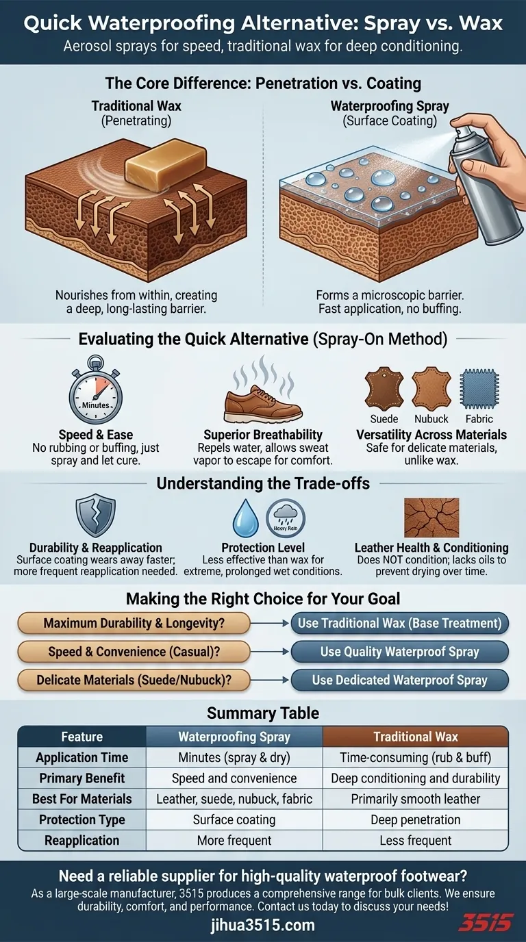Quelle est une alternative à la cire imperméable pour une application rapide ? Sprays aérosols pour une protection instantanée Guide Visuel