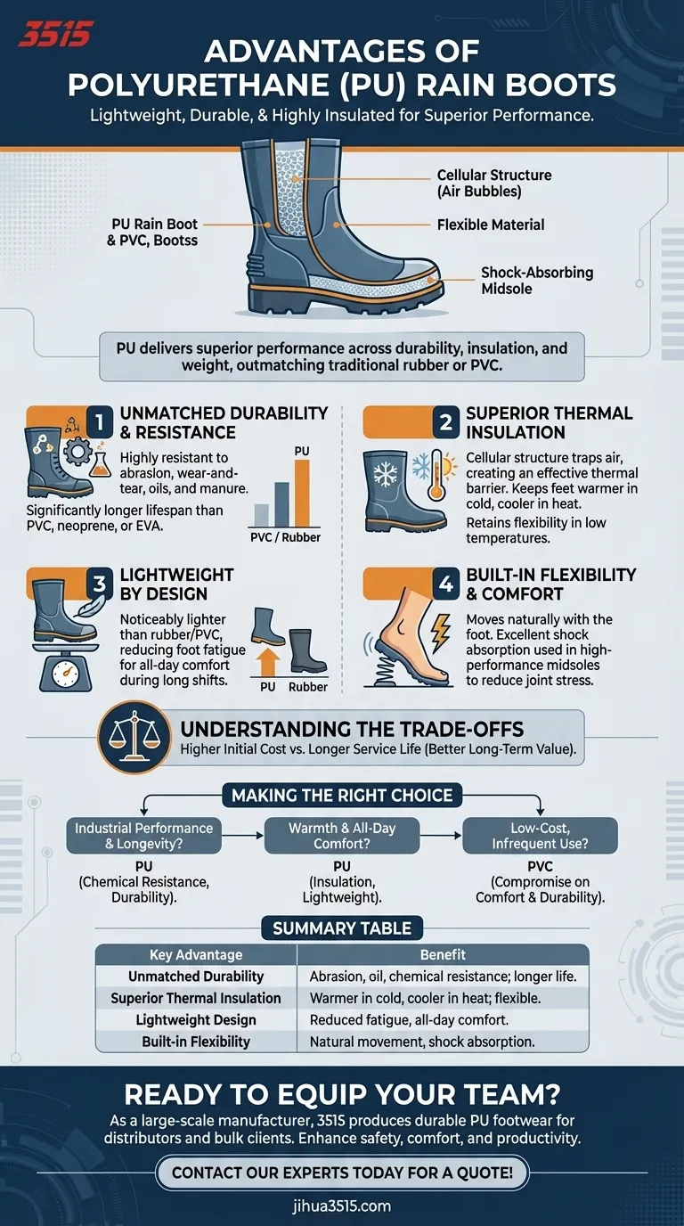 Quels sont les avantages des bottes de pluie en polyuréthane (PU) ? Durabilité, isolation et confort supérieurs Guide Visuel