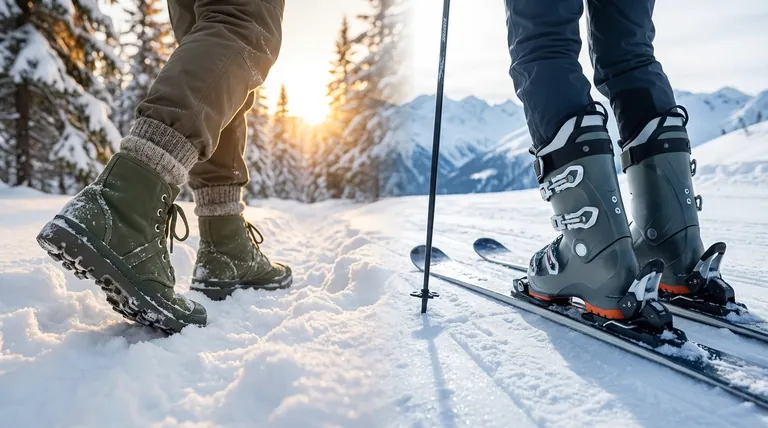 Pourquoi les bottes à semelles souples sont-elles recommandées pour le ski d'hiver ? Découvrez le compromis entre chaleur et performance