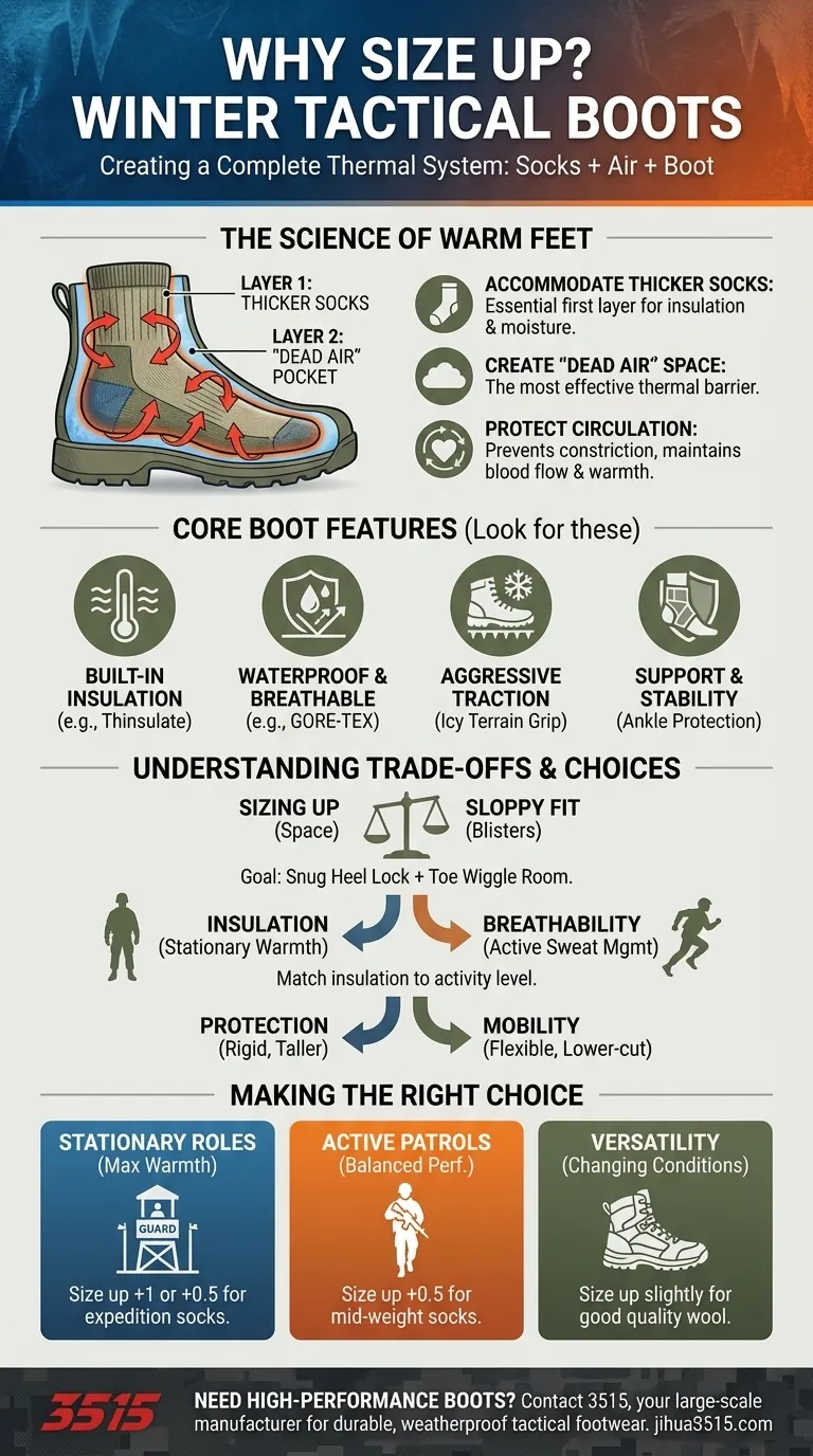 Pourquoi est-il important d'agrandir la taille lors du choix de bottes tactiques d'hiver ? Libérez un maximum de chaleur et de performance Guide Visuel