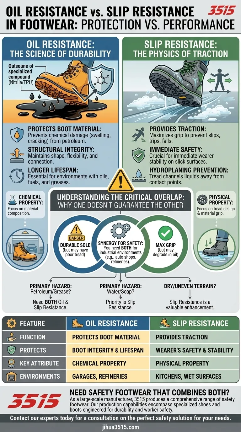 Quelle est la différence entre la résistance à l'huile et la résistance au glissement dans les chaussures ? Protégez vos bottes et votre sécurité Guide Visuel