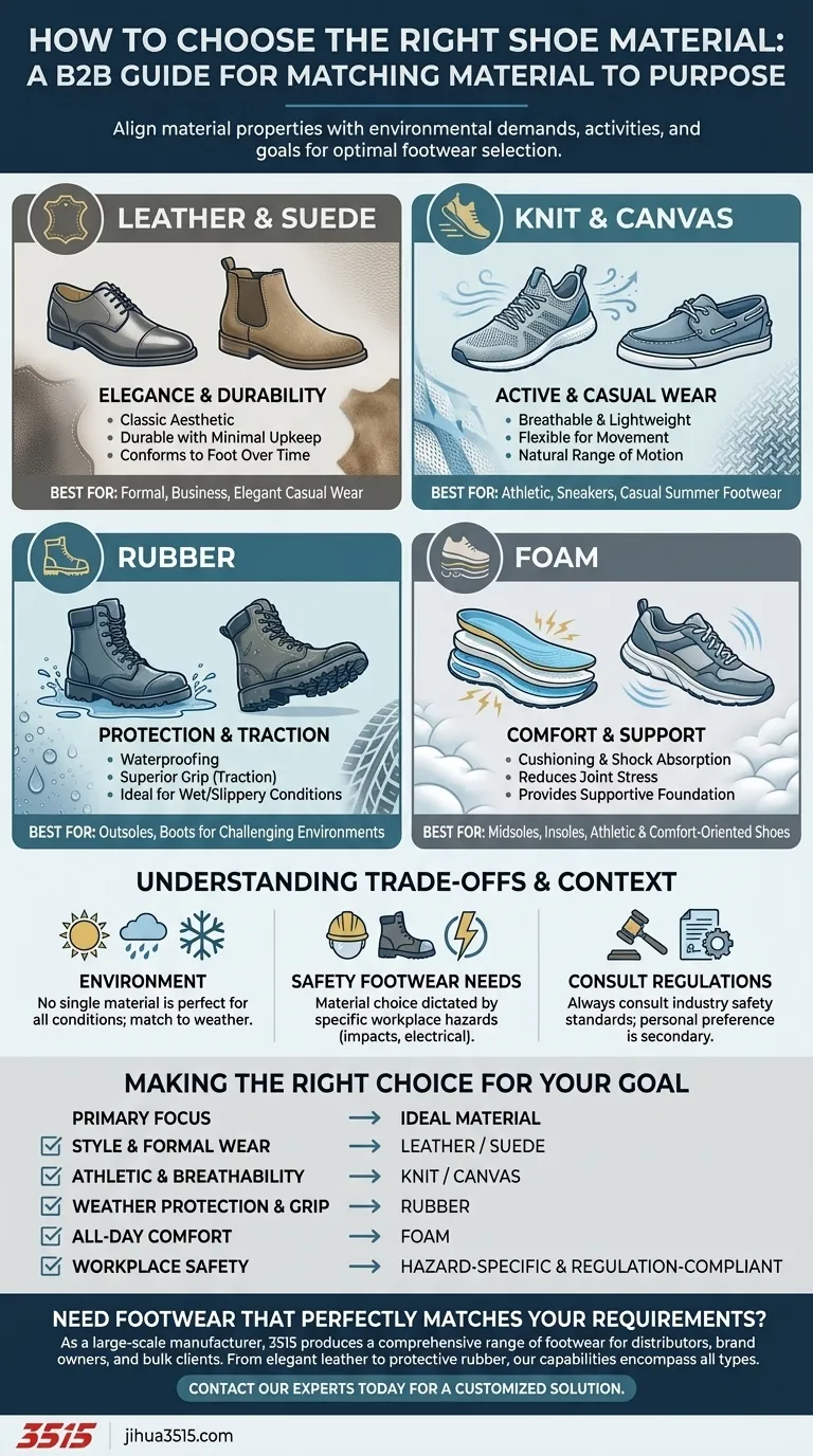 Come scegliere il materiale giusto per le scarpe? Abbina le proprietà del materiale alle tue esigenze Guida Visiva