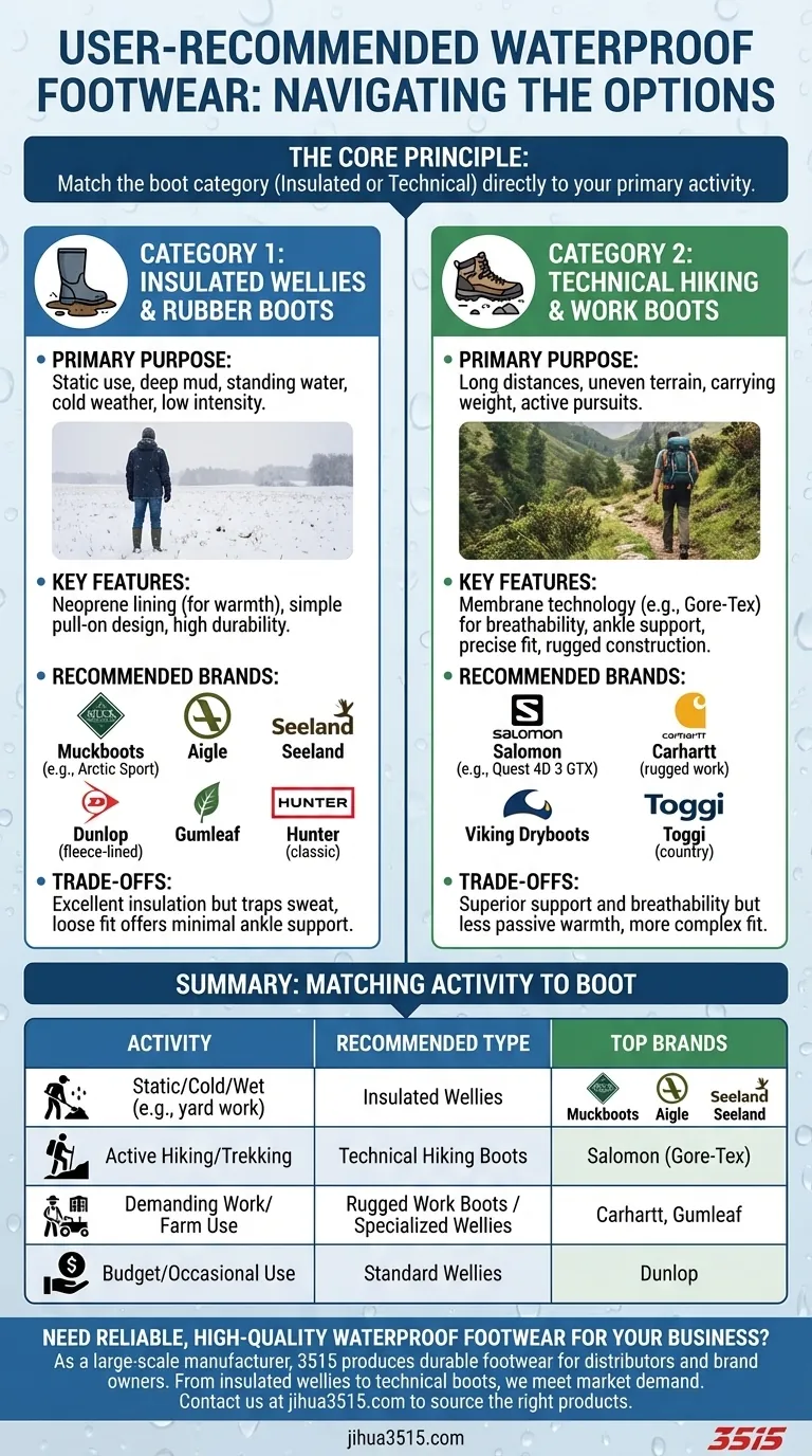 Quali sono alcuni marchi e modelli di calzature impermeabili consigliati dagli utenti? Trova la calzata perfetta per ogni attività Guida Visiva